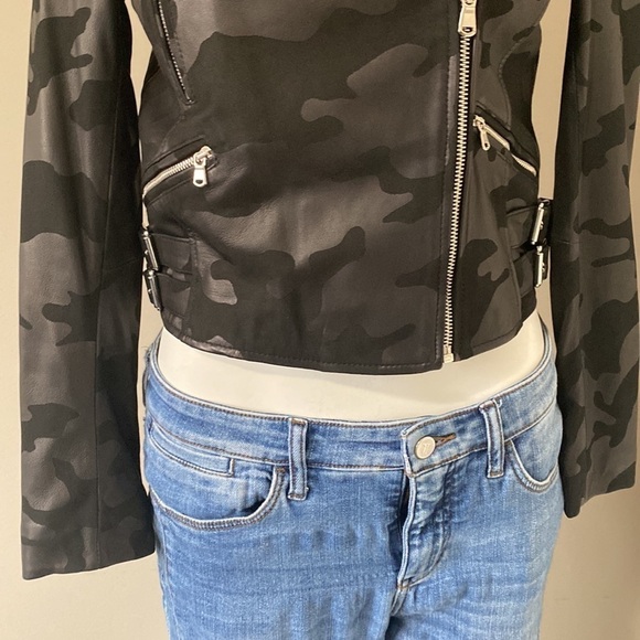 Generation Love Spencer Black Camo Lamb Skin Leather Jacket Pockets Sz XS NEW - Picture 5 of 14